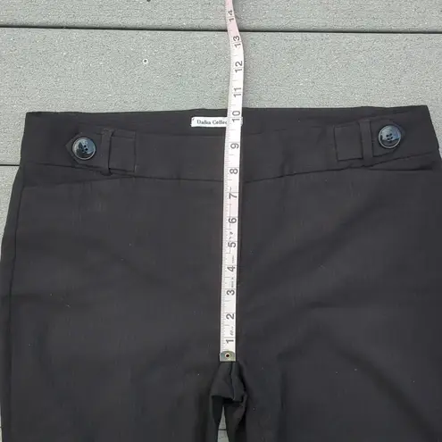 Dalia Collection Pinstripe Flare Dress Pants wiih Button Detail on Waist Black Size 10