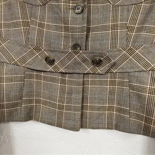 United Colors Of Benetton Brown Plaid Blazer Jacket Womens 10 Preppy Academia