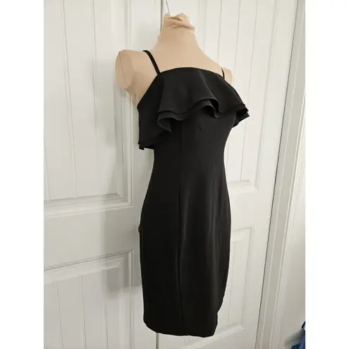 Karl Lagerfeld Little Black Dress Ruffle Top Adjustable Straps Size 4