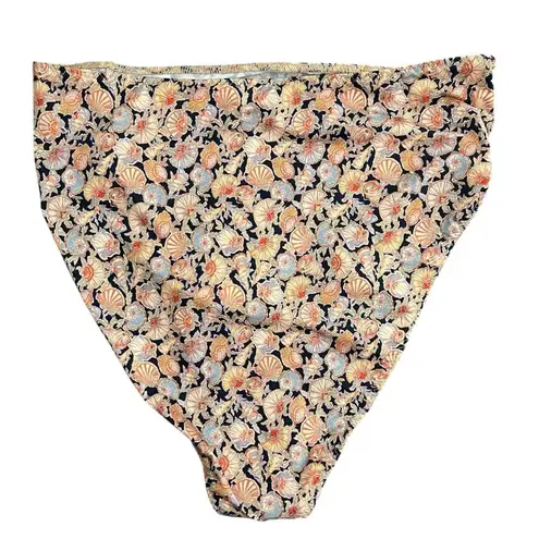 Doen NWT Sea High Waist Bikini Bottom Women’s Size XL Blue Shell Print Swimwear