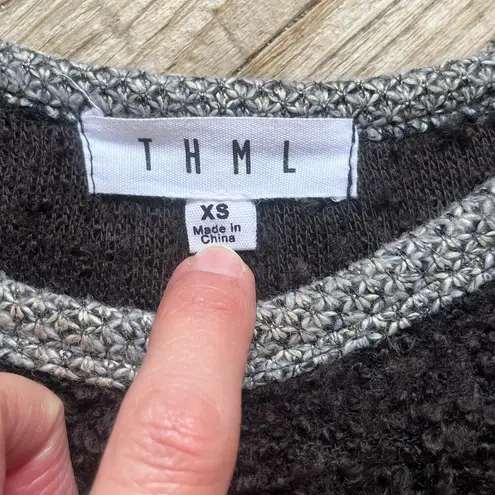 THML Anthropologie  Black And Grey Mixed Media Sweater Size XS