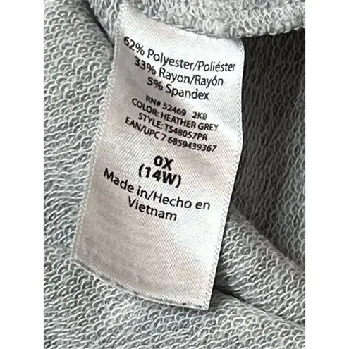 Terra & Sky Floral Graphic Gray Tunic Sweatshirt Minimalist Demure sz 0X (14W) - Image 8