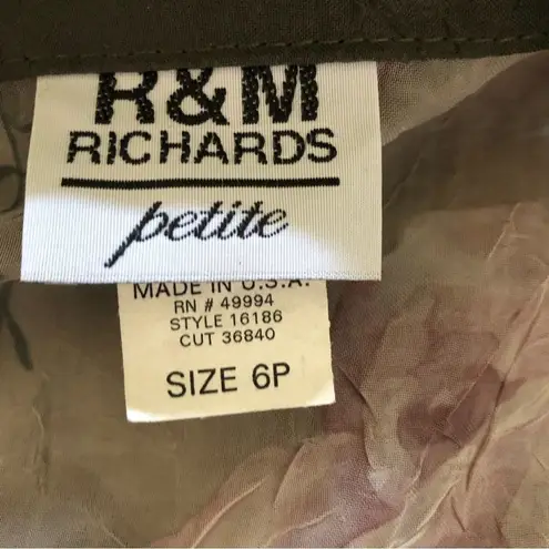 R & M Richards vintage 80s rose print pink green sheer lace bolero top sz 6 P