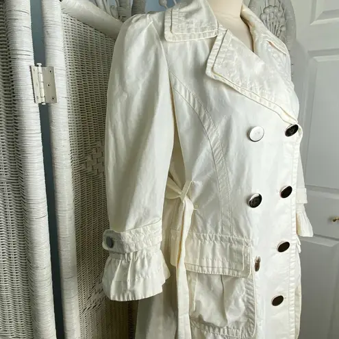 Laundry by Design Ivory Trench Coat | | Belted Double Breasted Jacket L