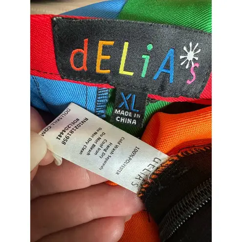 ALL IS BRIGHT RAINBOW PLEATED MINI SKIRT DELIA*S BY DOLLS KILL Size XL Red