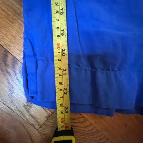 Tahari 100% Linen Blend Wide Leg Cropped Pants Royal Blue Elastic Waist Size L