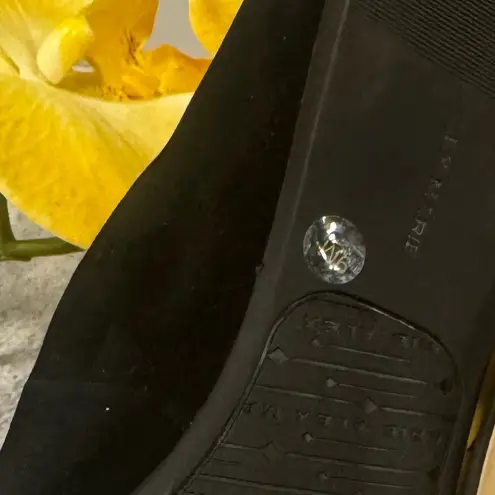 Alex Marie Black and Gold Flats with Ornamental Brooch