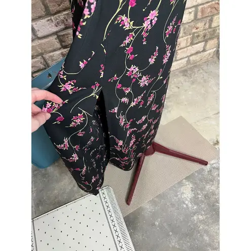 Sun dress maxi 1990s floral black pink green Size M
