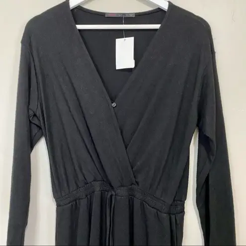 Fraiche by J Women’s Long Sleeve Knit Jumpsuit w/ Pockets Black Size Small NWT