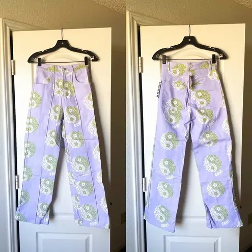 Lisa Says Gah LSG Jean UO Exclusive Printed Robyn Yin Yang Floral Peace Lavender Retro 25 NWT