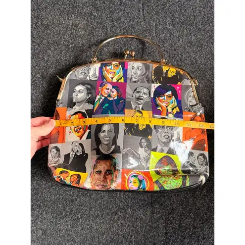Obama handbag Colorful Pop Art Portrait Handbag With Gold Handles & Snap Closure - Image 5