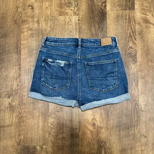 American Eagle NWOT  Crossover Denim Mom Shorts Sz 6 Dark Wash Stretch