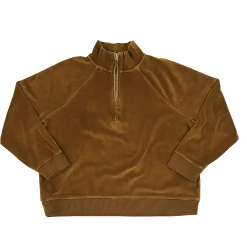 Madewell  Velour Half Zip Sweatshirt Sz M Brown Loungewear Everyday Outdoor EUC