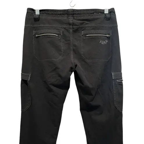 Kuhl Women's Krush Cargo Black Hiking Pants Sz 8 Reg Skinny Fit Moto Zip Pockets