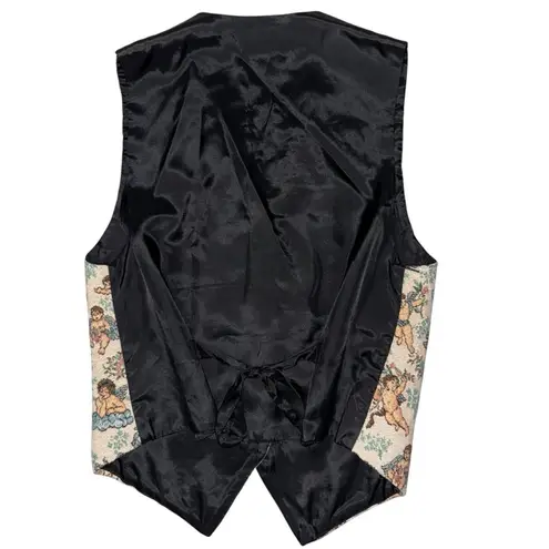 cherub baby angels figurines vtg vest billie martin large tapestry embroidered Black