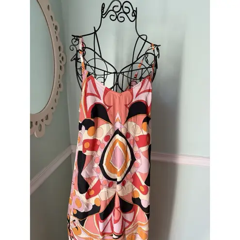 Perry Walker Silk Blend Midi Maxi Dress Size Small Orange Abstract