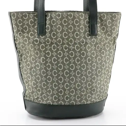CELINE TOTE BAG IN MACADAM CANVAS & LEATHER GRAY SIGNATURE PRINT TOTE BAG