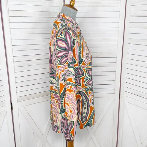 Tyler‎ Boe Maggie Paisley Print Silk Blouse Orange Multi Small