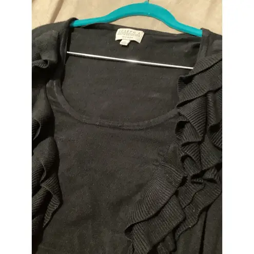 Joseph A  Black Rayon Blend Knit Open Cardigan