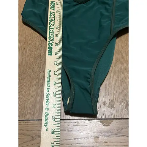 Shekini One Piece Swimsuit Size Medium Zip Up Chest NWT Beach Travel Vacation Green