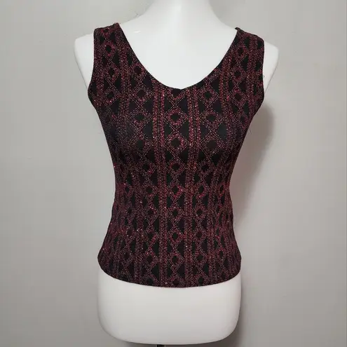 Vintag Jump Apparel 90s Red & Black Metallic Chain Link Tank Size Small