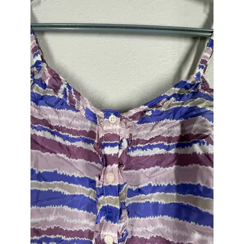 Xxi Purple Striped Button Up Tank Top Womens Sz S 100% Silk Lightweight