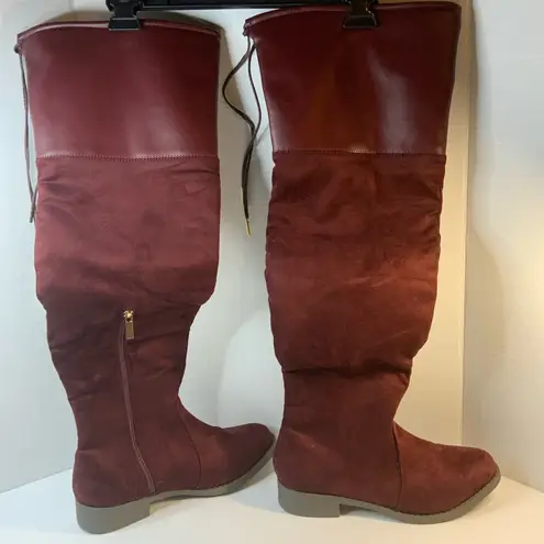 Shoe dazzle over the knee boots in burgundy size 8