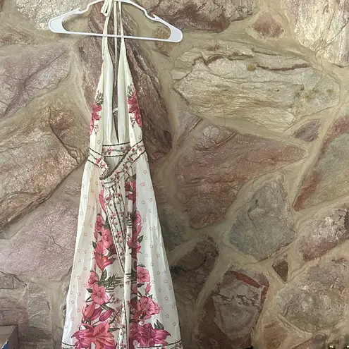 Commense Floral Print Halter Backless Maxi Dress size XS Pink