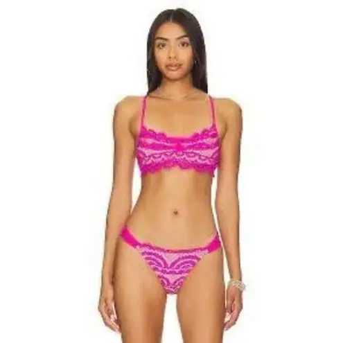 PilyQ New. pink lacy fanny full bikini bottom. Small