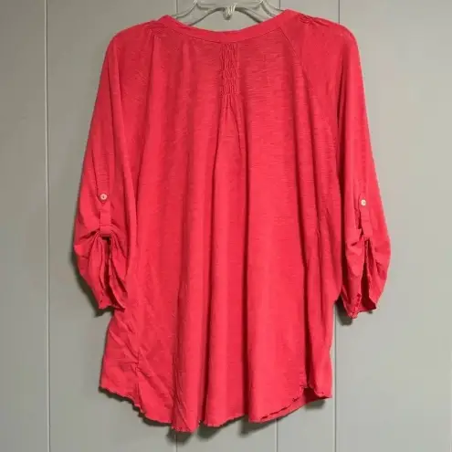 Nine West  Vintage America Split V Button Front Embroidered Tab Sleeves Size XXL