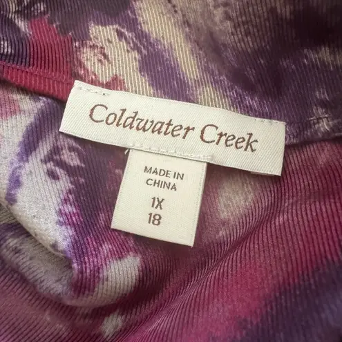 Coldwater Creek EUC  Abstract Sleeveless Blouse in Purple, Fuchsia, Tan.