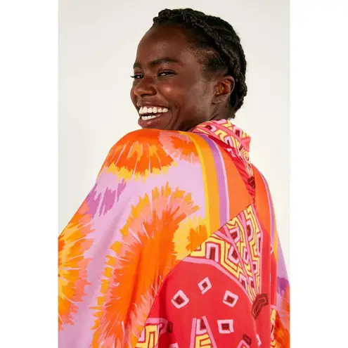 Farm Rio ππ Red Tiki Bananas Scarf Sleeve Romper ~ Tie Dye Cashew Small S NWT