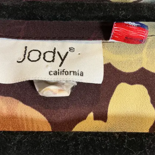 Vtg Jody California Floral Maxi Dress Short Sleeve Brown Cottagecore Made in USA Size XS