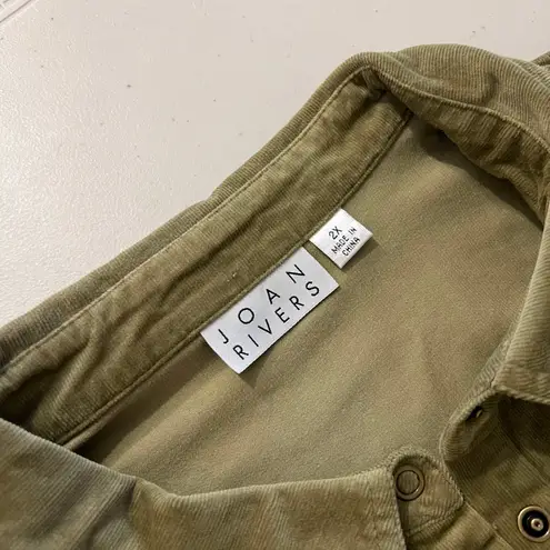 90s Sage Green Cotton Corduroy Snap Button Long Sleeve Shacket Coat Size 2X