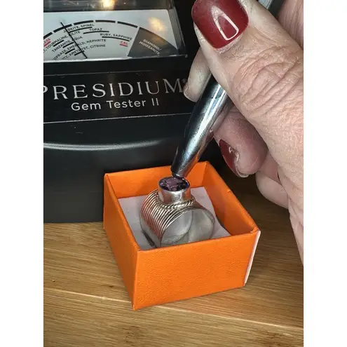 PTI Sterling Silver Oval Amethyst Ribbed Band Ring Size 9