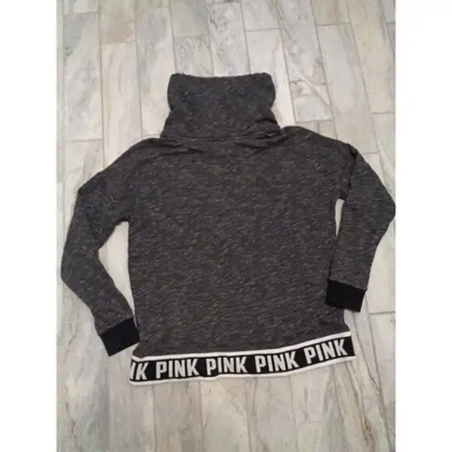 PINK - Victoria's Secret Pink by Victoria's Secret women's medium black/gray funnel drawstring sweatshirt