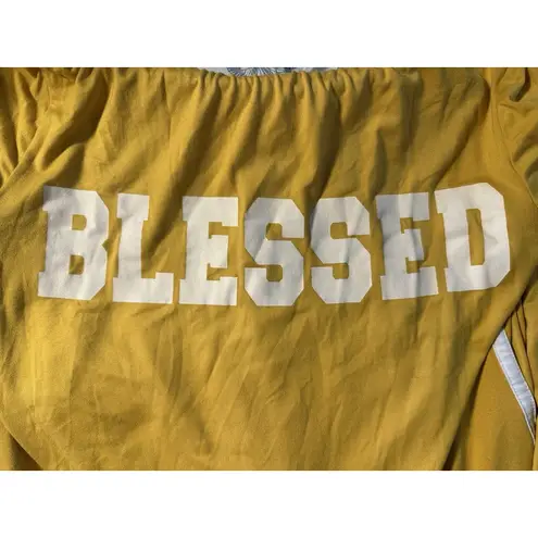 Orange Kiss  Tunic T Shirt Long Sleeve Yellow Hoodie “Blessed” Sz 1X Loungewear