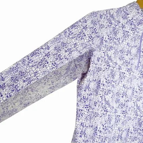 IBKUL Womens Lavender Abstract Print Size M UPF 50 Mock Neck Zip Golf Top Purple Size M