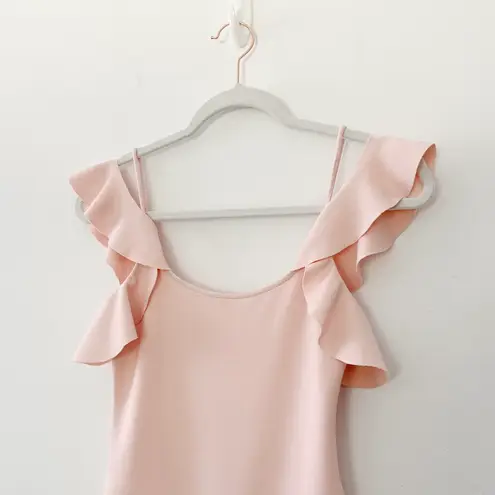 LPA / Revolve Cold Shoulder Ruffle Bodysuit 182 in Peony