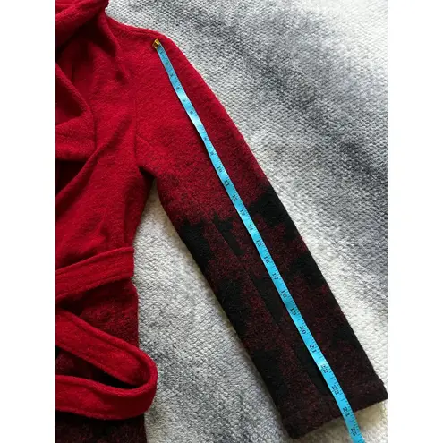 Cupcakes & cashmere 'Brighton' Houndstooth Wrap Coat Wool Belted Size Small Cozy Red