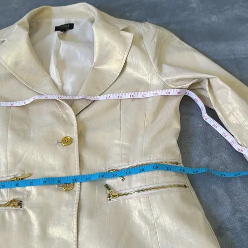 Twiggy London Gold 2Button Notched Lapel Double Zipper Pockets Blazer Jacket M Size M