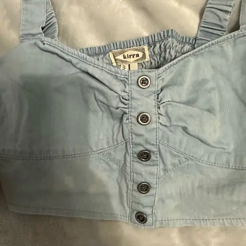 Kirra Women's Blue Button-Up Cropped Top