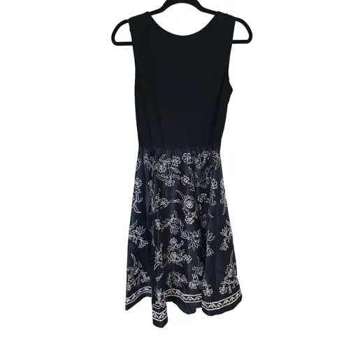 Eshakti Jersey Knit Embroidery Dupioni Dress Black Gold Floral Size 10 Old Money