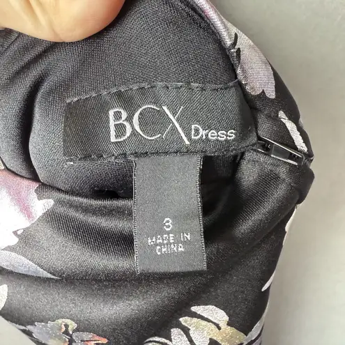 BCX Dress Floor Length High-Neck Maxi Dress Black Floral Print Women’s Size 3