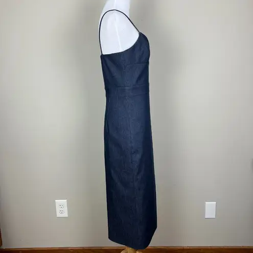 Cushnie et Ochs Midi Dress Womens 6 Blue Denim Sheath Slit Sleeveless Designer