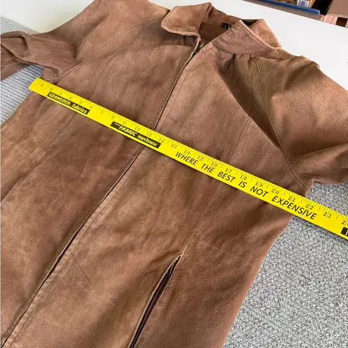 Vintage Phase Two Camel Suede Leather Shirt Jacket Shacket Sz Large Tan