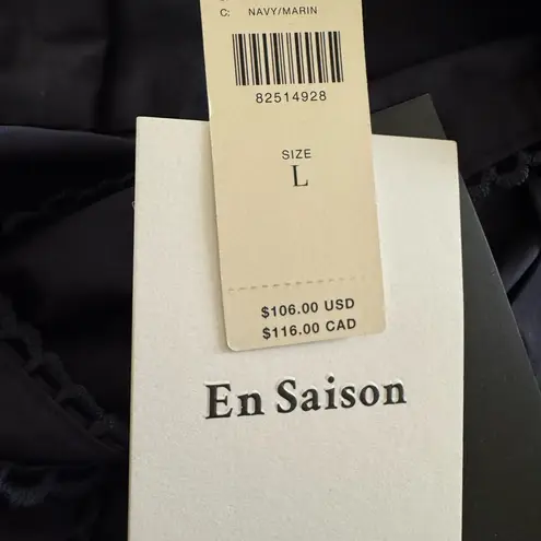 En Saison Marin Navy Wide Leg Embroidered Belt Trousers | Size L | Anthropologie Blue Size L