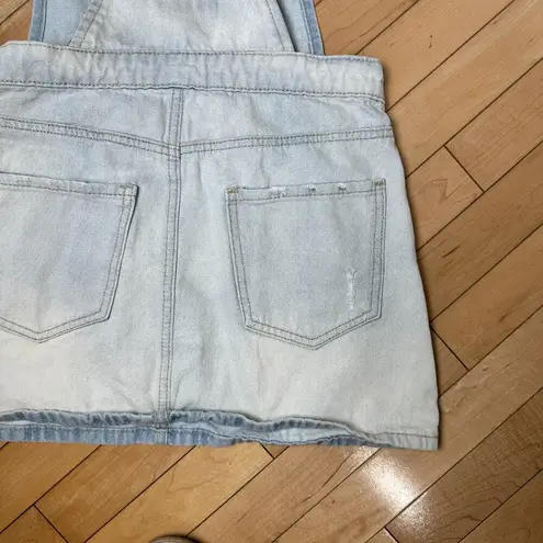 Forever 21  Distressed Denim Jeans Overalls Dress Skirt Size Small