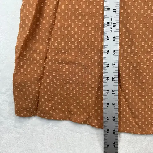 Johnny Was Archer Flare Blouse Swiss Dot Button Up Short Sleeve Top Brown Size M