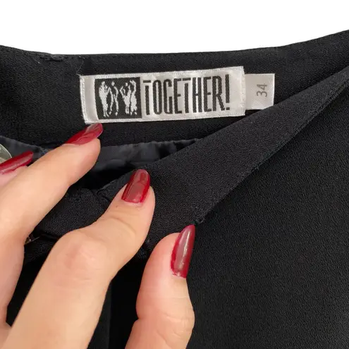 VTG 80’s Trouser Pants With Gold Embellished Buckle Detail Black Size 2